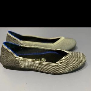 ROTHYS THE FLAT GRAY BIRDSEYE ROUND TOE FLATS 8
